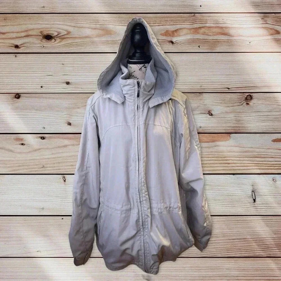 PACIFIC TRAIL WOMENS LIGHT TAN JACKET SIZE LARGE WITH HOODIE - Picture 1 of 4